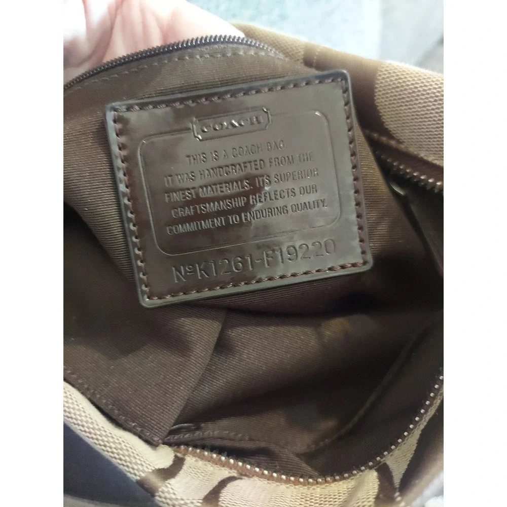 Coach Signature F19220 Crossbody Shoulder Handbag Purse Brown Coach Charm Pocket